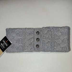 Michael Kors Gray Knit Headband With Silver Buttons